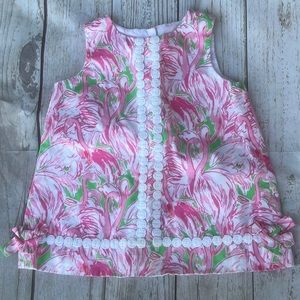 Lilly Pulitzer Pink White Green Floral Sleeveless Dress